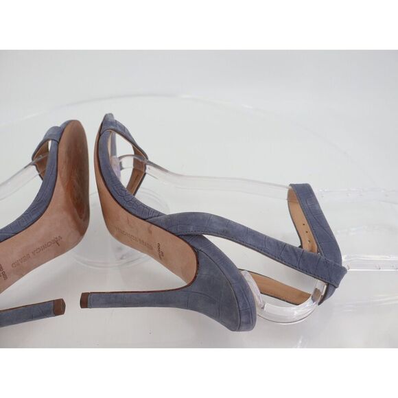 Veronica Beard Darcelle Sandals Stiletto Heel Ankle Strap Blue Croc Size 6M - Picture 8 of 12
